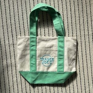 Trader Joe’s Mini Green and Cream Tote Bag